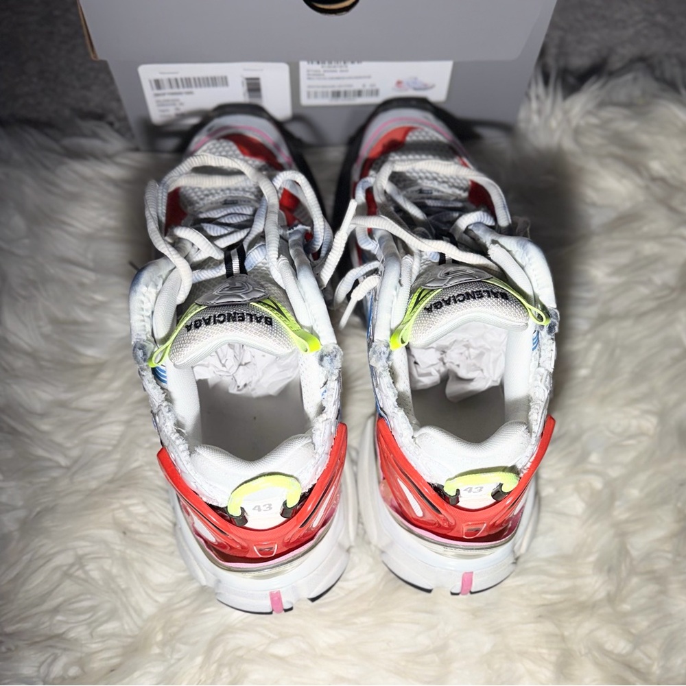 Balenciaga Red and White Sneakers with Neon Highlights